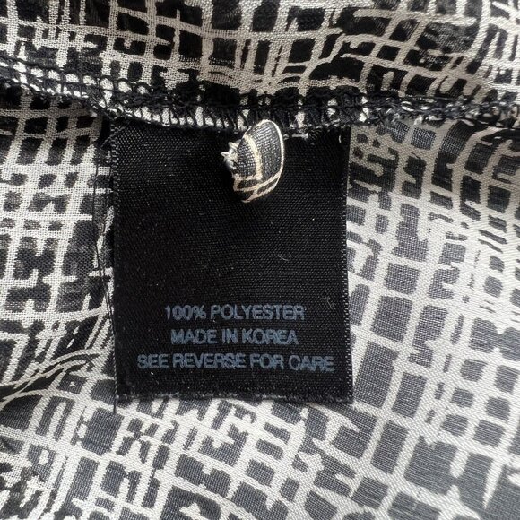 Patterson J. Kincaid  Black Mod Semi Sheer Blouse Size Small Retro Geometric Top - Picture 8 of 9